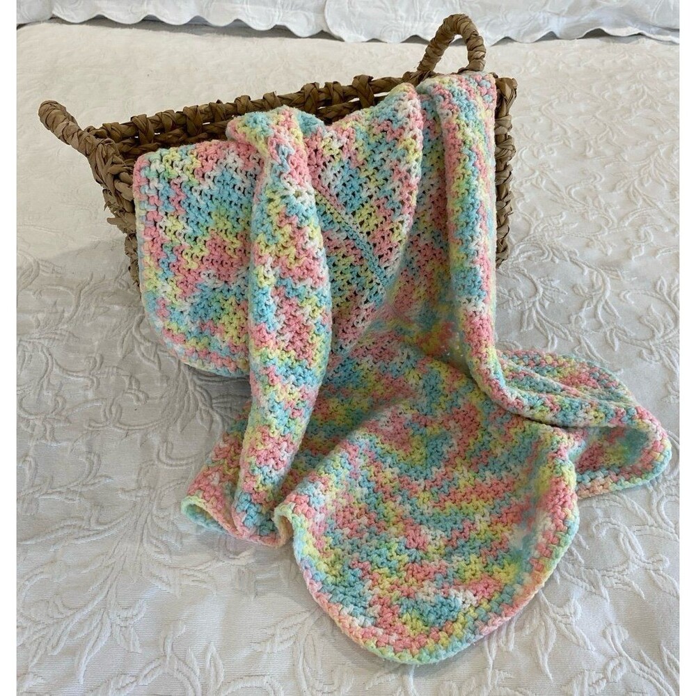 Vintage Handmade Crochet Newborn Baby Afghan Perfect Shower Gift Pre-me‎ Infant
